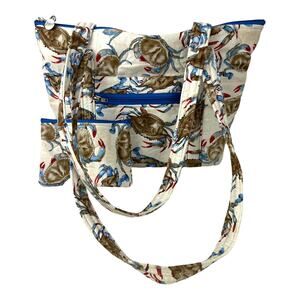 Quilted Handmade Blue Crab Bag and Matching Coin Purse Kelley's Creations